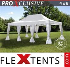 Reklamtält FleXtents PRO 4x6m Vit, inkl. 8 dekorativa gardiner